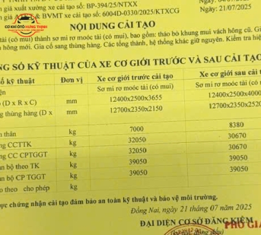 Nghiệm thu và đăng kiểm ra đăng kiểm mới và giấy cải tạo