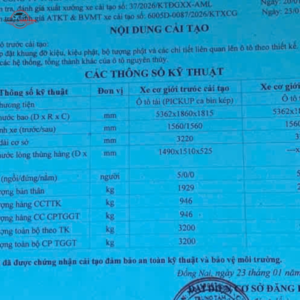 Nghiệm thu và đăng kiểm rA đăng kiểm xe phục vụ tang lễ, và giấy cải tạo